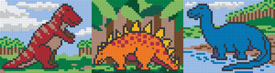 Dinosaur Trio Three [3] Baseplate PixelHobby Mini-mosaic Art Kit